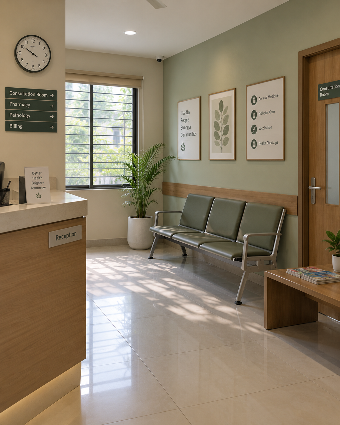 Calm modern clinic waiting area